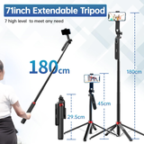  Tripod Cho Điện Thoại + Máy Ảnh ULANZI MA09 Dùng Cho LUNA/Pocket3/Pocket4/Insta360 X5 (180cm, Rechargeable Remote, 360° Rotating Photography) 