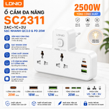  Ổ Cắm Điện Đa Năng Gắn Tường 5-in-1 LDNIO SE2311 2500W (2*AC Universal Outlets, 1*Type-C + 2*USB-A port, With NIGHT-LAMP) 