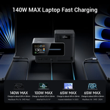  Trạm Sạc Để Bàn CUKTECH 15 140W (with USB-C Retractable Built-in Cable, 2*Type-C + 1*USB-A port, 15W Wireless Charging, 1.83″ TFT Display, Support Mi Turbo 120W) 