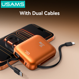  Pin Dự Phòng USAMS CD261 10000mAh 35W (With Built-in Type-C + Lighting cable, Digital Display, 3C Certification) 