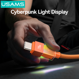  Cáp Sạc Nhanh C to C USAMS SJ775 U93 240W (PD3.1, 1.2m, Cyberpunk Light Effect, 480Mbps) 
