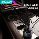  Tẩu Sạc Cho Ô Tô USAMS CC328 30W (1*Type-C + 1*USB-A port, Bluetooth v5.2, RGB Ambient Lighting, 2 Playback Modes​) 