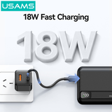  Pin Dự Phòng USAMS CD263 10000mAh 22.5W (1*Type-C + 1*USB-A port, Digital Display, 3C Certification) 