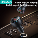  Tẩu Sạc Cho Ô Tô USAMS CC328 30W (1*Type-C + 1*USB-A port, Bluetooth v5.2, RGB Ambient Lighting, 2 Playback Modes​) 