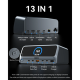  Trạm Sạc Đa Năng 11-in-1 MOKIN PU1102 (Smart LCD Display, 1*USB2.0 + 1*1Gbps Ethernet + 1*20Gbps/100W PD HOST + 2*4K@60Hz HDMI + 2*Type-C 10Gbps + 1*USB-A 10Gbps + 2*Type-C Charger + 1*USB-A Charger) 
