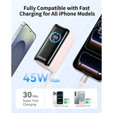  Pin Dự Phòng MOKIN MOPB0902 10000mAh 45W (CCC / 3C Certification, 1*Type-C + 1-USB-A port, Smart Digital Display, with USB-C Hidden Retractable Cable) 