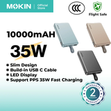  Pin Dự Phòng MOKIN MOPB0603 10000mAh 35W (CCC / 3C Certification, Digital Display, 1*USB-C + 1*USB-A port, Built-in Type-C cable) 