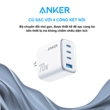  Củ Sạc Nhanh ANKER A121C 70W (3*Type-C + 1*USB-A Port, ActiveShield™ 2.0) 