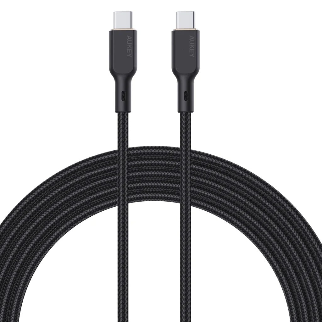 AUKEY CB-KCC101 100W Braided C to C Cable with Kevlar Core (1m) - BLACK AUKEY CB-KCC101 100W Braided C to C Cable with Kevlar Core (1m) - BLACK