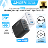  Củ Sạc Nhanh ANKER A121C 70W (3*Type-C + 1*USB-A Port, ActiveShield™ 2.0) 