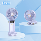  Quạt Cầm Tay Mini GOOJODOQ 1200mAh (6 cấp độ gió, Gập 90 độ, Màn hình LED hiển thị, Kèm đế giữ điện thoại) 