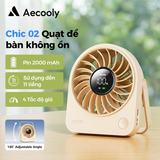  Quạt Để Bàn AECOOLY Chic 02 (2000mAh, 11H, 4-Adjustable Speed, LED Digital Display, 180° Adjustable Cooling) 
