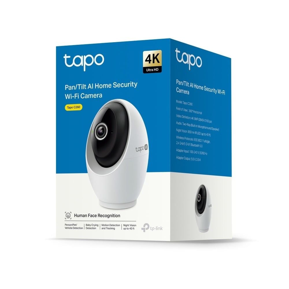  Camera An Ninh Gia Đình Wi-Fi TAPO C260 4K (8MP, 360º horizontal+116º vertical, Customizable Block Zone, Works with Google Assistant/Amazon Alexa/Samsung SmartThings) 