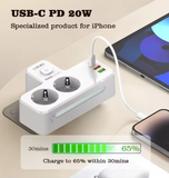  Ổ Cắm Điện Đa Năng Gắn Tường 5-in-1 LDNIO SE2337 2500W (2*AC EU Outlets, 1*Type-C + 2*USB-A port, With NIGHT-LAMP) 