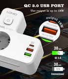  Ổ Cắm Điện Đa Năng Gắn Tường 5-in-1 LDNIO SE2337 2500W (2*AC EU Outlets, 1*Type-C + 2*USB-A port, With NIGHT-LAMP) 