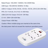  Ổ Cắm Điện Đa Năng 8-in-1 LDNIO SC4407C 2500W (4*Universal Outlet, 2*Type-C + 2*USB-A port) 