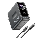  Củ Sạc Nhanh MOKIN GP140B 140W (3*Type-C + 1*USB-A port, Smart Touch Display) 