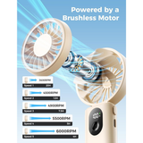  Quạt Cầm Tay AECOOLY Halo 04 (6000RPM, 5 Speed Settings, 20H, 3600mAh, 6m/s, Digital Display) 