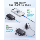  Pin Dự Phòng ANKER A110J 10000mAh 30W (CCC / 3C Certification, 2*Type-C + 1*USB-A port, Digital Display, LiFePO4 Cell) 