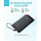  Pin Dự Phòng ANKER Zolo A110E 20000mAh 22.5W (1*Type-C + 1*USB-A Port + Type-C Built-in Cable, Digital Display) 