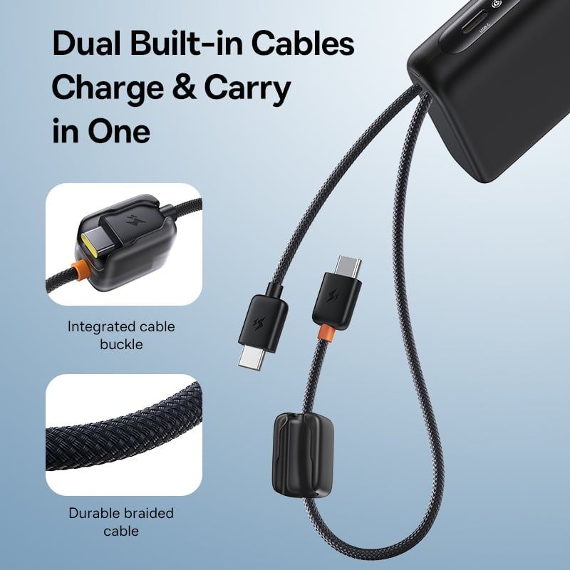  Pin Dự Phòng Baseus EnerFill FC41 20000mAh 100W (Digital Display, with Dual Built-in USB-C Cables, 1*Type-C + 1*USB-A port) 