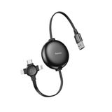  Cáp sạc dây rút Baseus Little Octopus LV391 tích hợp 3 đầu Type C / Micro USB/ Lightning 3.5A 1.2M 