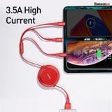  Cáp sạc dây rút 3 đầu Baseus Golden Loop 3 in 1 Elastic (3.5A, Type C/ Lightning/ Micro USB, Adjustable, Fast Charge Cable) 