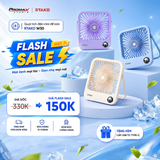 Quạt tích điện mini để bàn RTAKO W30 Ultra-Thin Card Fan (2400mAh, 5-Gear, 48H) 