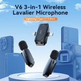  Ulanzi V6 3-in-1 Wireless Lavalier 2.4GHz Microphone 3.5mm / Lightning / Type-C For iPhone Android Laptop Camera Interview Vlog 