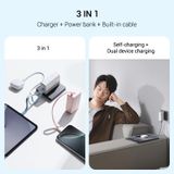  Pin Dự Phòng Kiêm Củ Sạc CUKTECH CP13 5000mAh 33W (Type-C + Type-C Built-in Cable, LED Display, Self-charging + Dual Device charging) 