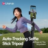  Ulanzi TT23 Auto-Tracking Selfie Stick Tripod for Travel Vlog Livestreaming Street Photography Gesture/Bluetooth Remote Control 