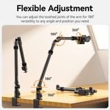  Ulanzi ZJ02 Camera Desk Mount with Holding Arm 4.8cm C-Clamp Flexible Adjustment for Still Life Photography Extend to 65cm Arm 