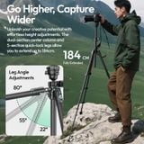  Ulanzi JJ05 GlideGo Travel Tripod  for Canon Nikon Sony DSLR Camera 5KG Load Vertical Horizontal Shots with Uka Quick-Release 
