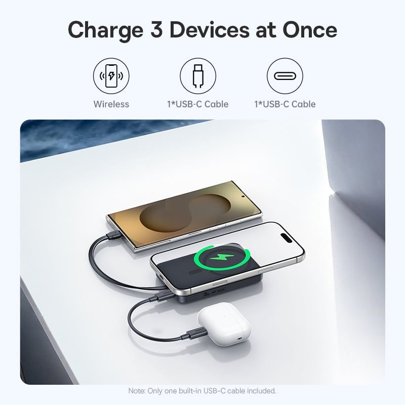  Pin Dự Phòng Không Dây Tích Hợp Cáp Type-C Baseus EnerFill FM11 10000mAh 30W (15W Wireless Charging, Airline-Approved, NTC Temperature Control) 