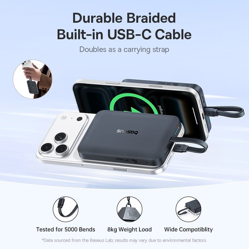  Pin Dự Phòng Không Dây Tích Hợp Cáp Type-C Baseus EnerFill FM11 10000mAh 30W (15W Wireless Charging, Airline-Approved, NTC Temperature Control) 