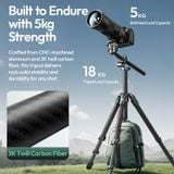  Ulanzi JJ05 GlideGo Travel Tripod  for Canon Nikon Sony DSLR Camera 5KG Load Vertical Horizontal Shots with Uka Quick-Release 