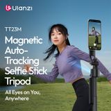  Ulanzi TT23M Magnetic Auto-Tracking Selfie Stick Tripod 360° Auto Tracking Travel Vlog Street Photography Indoor Shot Livestream 