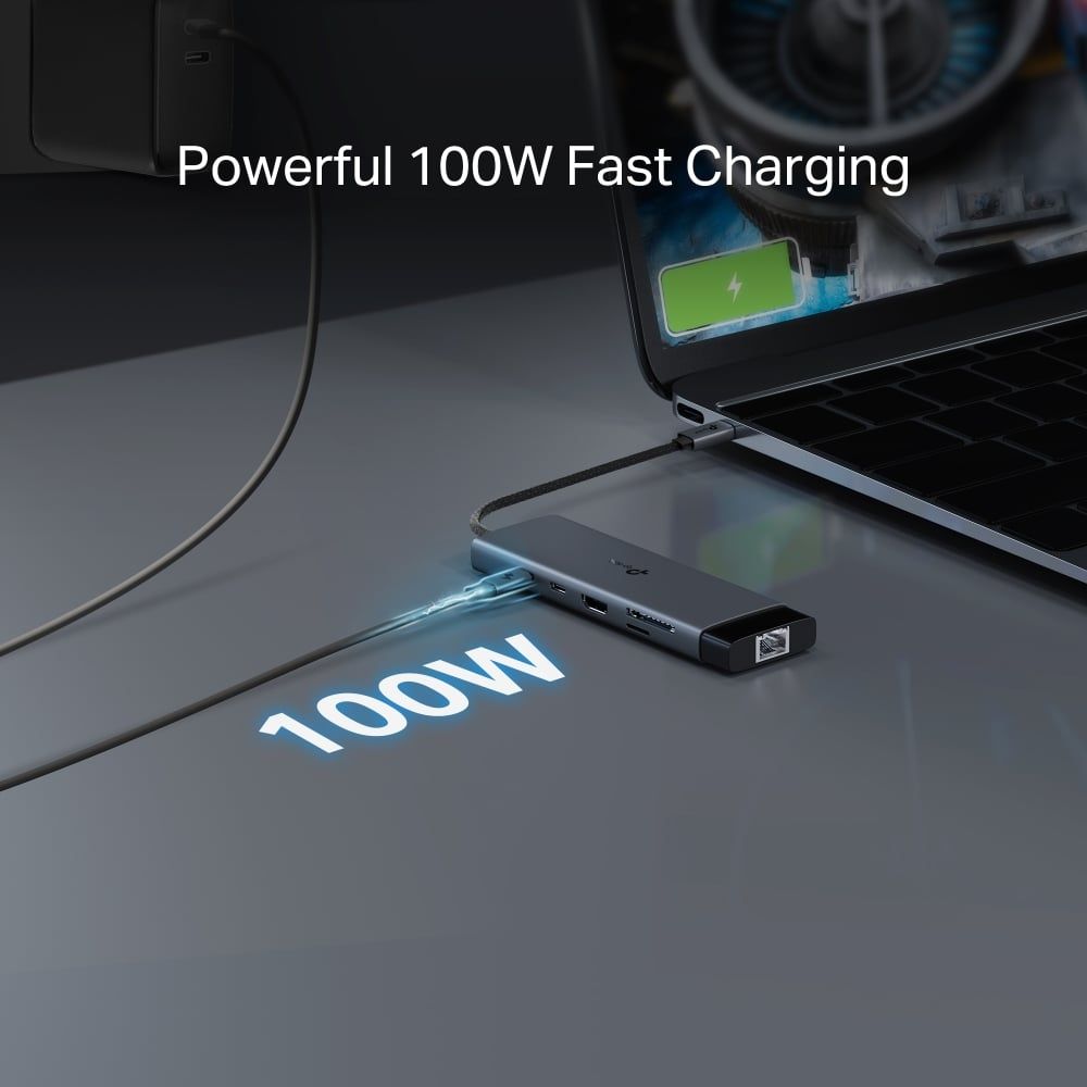  HUB Mở Rộng Đa Năng 9-in-1 TP-LINK UH9120C (Type-C to HDMI4K@60Hz + 3*USB-A 3.0 5Gbps + Type-C 3.0 5Gbps + 1*Type-C PD100W + SD/TF + 1*RJ-45 1Gbps) 