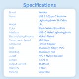  Cáp Sạc Nhanh C to Lightning VENTION LAL 27W (3A, 480Mbps) 