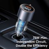  Tẩu Sạc Cho Ô Tô MCDODO CC-369 75W (1*Type-C + 1*USB-A, with Digital Display) 