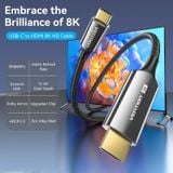  Cáp Chuyển Type-C to HDMI2.1 8K VENTION CRC (8K@60Hz, 4K@240Hz/144Hz, Dolby Atmos, Dynamic HDR, HDCP 2.3, 12-bit Color Depth, 3D Video, eARC, QMS) 