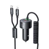  Tẩu Sạc Cho Ô Tô MCDODO CC-037 120W (1*Type-C + 1*USB-A port, with Built-in Spring Type-C + Lightning Cables) 
