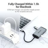  HUB Mở Rộng Đa Năng 6-in-1 VENTION CNC (Type-C to HDMI/USB3.0*3/RJ45/PD, 0.15M) 