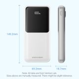 Pin Dự Phòng VENTION FHO 10000mAh 22.5W (With Type-C + Lightning Cable, Digital Display, 1*Type-C + 2*USB-A Port, Micro-USB Input Port) 