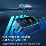  Tẩu Sạc Cho Ô Tô MCDODO CC-190 107W (Digital Display 1*Type-C + 4*USB-A, with 1.5m Cable) 