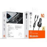  Tẩu Sạc Cho Ô Tô MCDODO CC-037 120W (1*Type-C + 1*USB-A port, with Built-in Spring Type-C + Lightning Cables) 