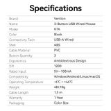  Chuột Có Dây VENTION KTA (3-Button, USB Wired 1.5M, 1200DPI) 