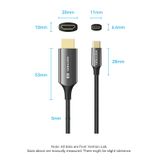  Cáp Chuyển Type-C to HDMI2.1 8K VENTION CRC (8K@60Hz, 4K@240Hz/144Hz, Dolby Atmos, Dynamic HDR, HDCP 2.3, 12-bit Color Depth, 3D Video, eARC, QMS) 