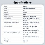  Pin Dự Phòng VENTION FHE 10000mAh 35W (Digital Dislplay, With Type-C Built-in Cable) 