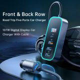  Tẩu Sạc Cho Ô Tô MCDODO CC-190 107W (Digital Display 1*Type-C + 4*USB-A, with 1.5m Cable) 
